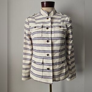 TORY BURCH Sgt. Peppers Military Cotton Striped Jacket. Size 8